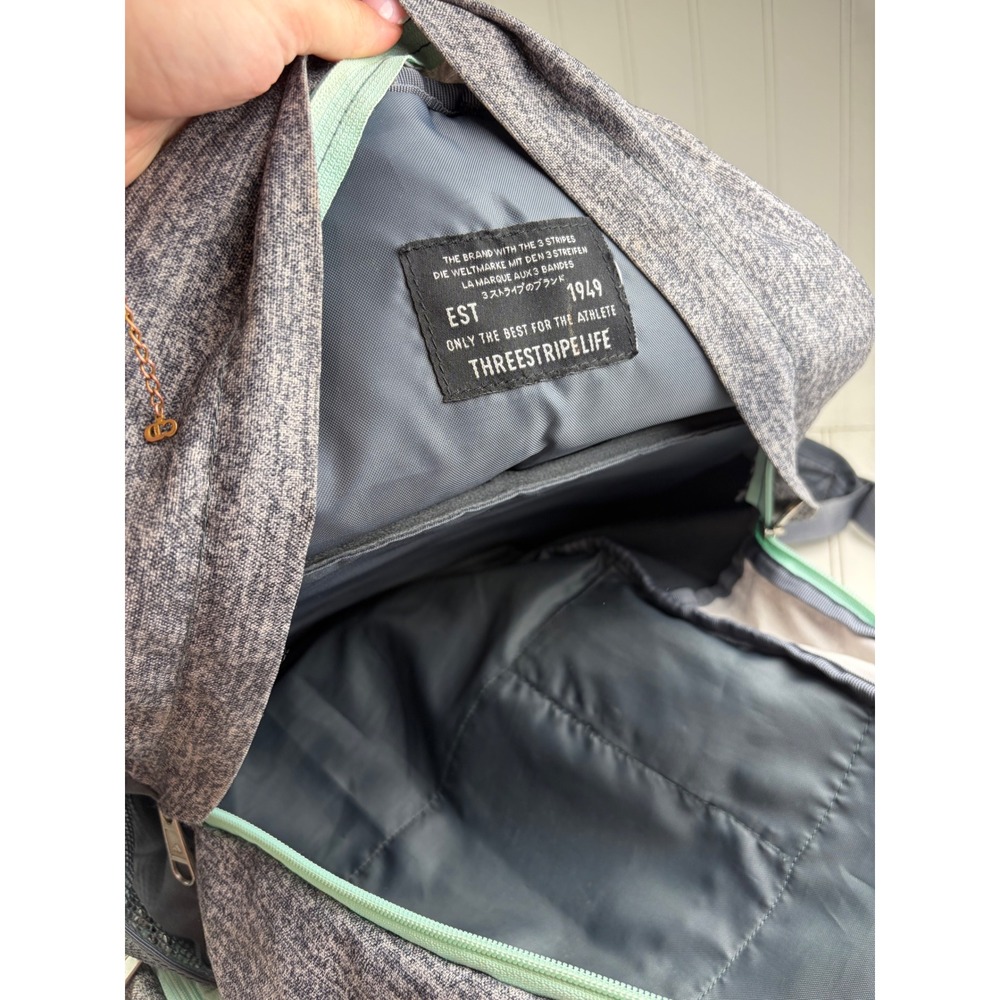 Adidas Excel V Heather Grey Mint Green School Gym Backpack Unisex - Picture 11 of 14
